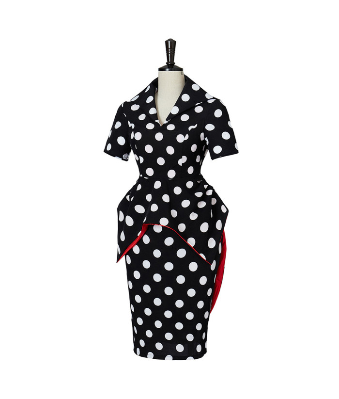 Beldam Coraline Movie Women Black Polka Dot Skirt Cosplay Costume ...