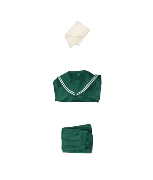 Women Green Long Sleeve School Uniform Sailor Dress JK Uniform Halloween Costume