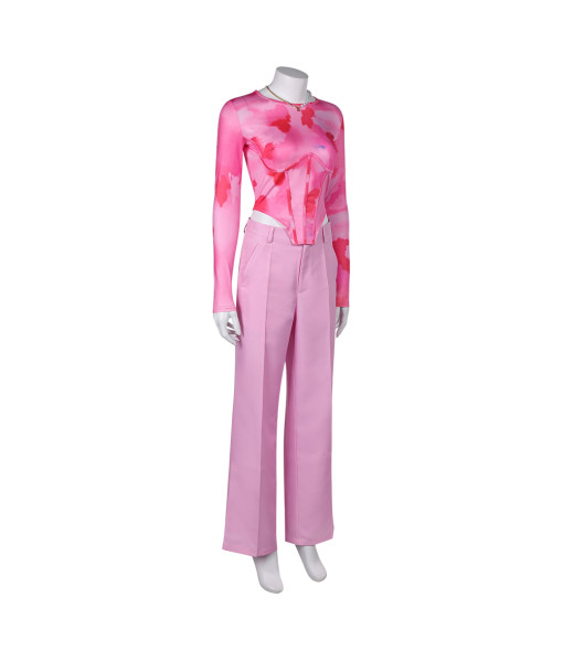 Women 90s Hot Girl Pink Top Flare Jeans Fullset Outfit