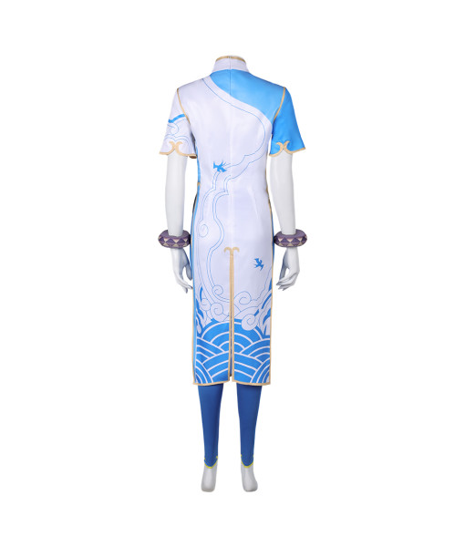 Women Chinese Outfit Blue Cheongsam Hanfu Suit Halloween Costume