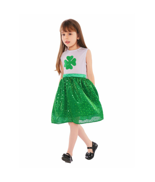 St.Patrick's Day Outfit Tutu Skirt Dresses Headband Clothes Set Hat Cosplay Costume