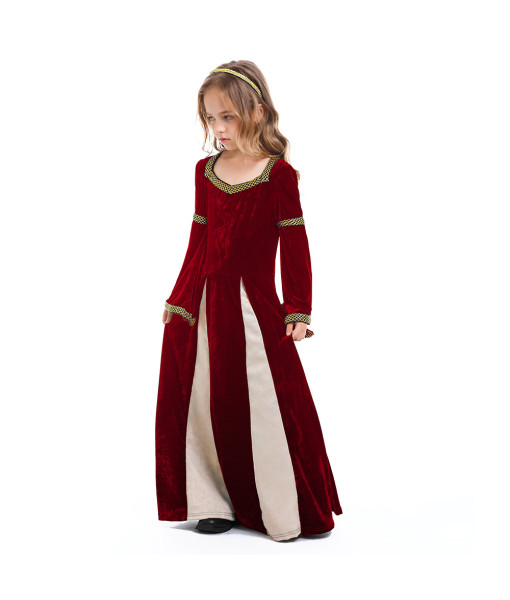 Kids Medieval Red Girls Dress Cosplay Costume