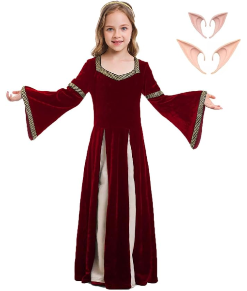 Kids Medieval Red Girls Dress Cosplay Costume