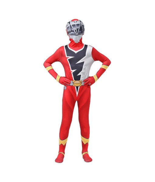 Master Red Mighty Morphin Power Rangers Anime Kids Children Red Jumpsuit Party Halloween Cosplay Costume