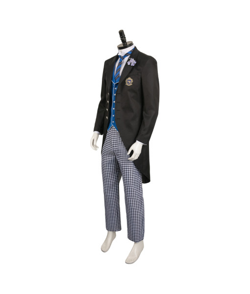 Men Blue Vest School Uniform Royal Suit Halloween Costume
