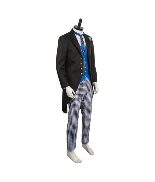 Men Blue Vest School Uniform Royal Suit Halloween Costume