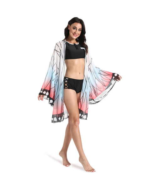 Women White Butterfly Cloak Two Piece Swimsuit Halloween Costume