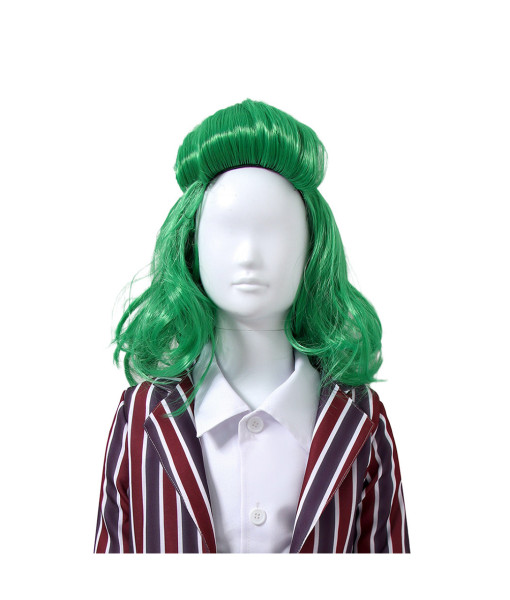 Kids Children Green Curly Long Hair Halloween Costume Accessories