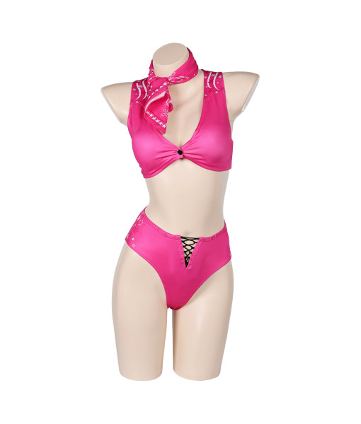 Movie 2023 Women Pink Swimsuit Cosplay Costume