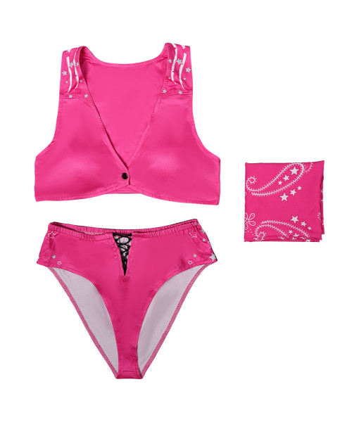 Women Pink Bikini with Scarf Sexy Swinsuit 
