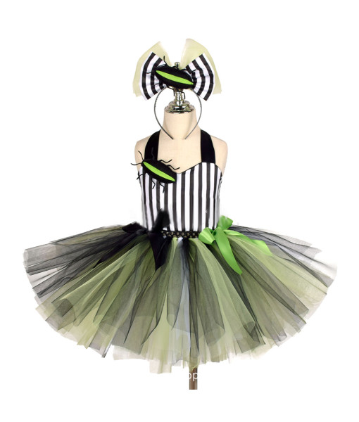 Beetlejuice 2024 Movie Kids Children Green Dress Cosplay Costume