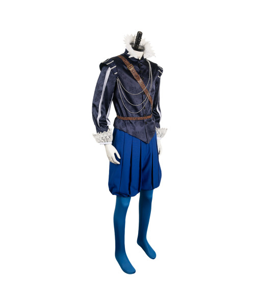 Men Renaissance Blue Suit Sir Knight Role Fullset Outfit Halloween] Stage Costume