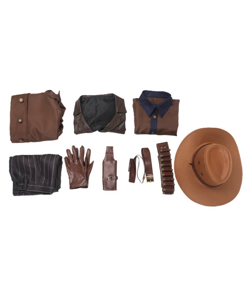 Brown Overcoat Leather Full Set Outfits Scavenger Apocalypse Halloween Costume