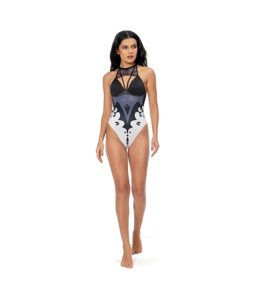 Women Sexy Black See Through One-Piece Swimsuit Halloween Costume