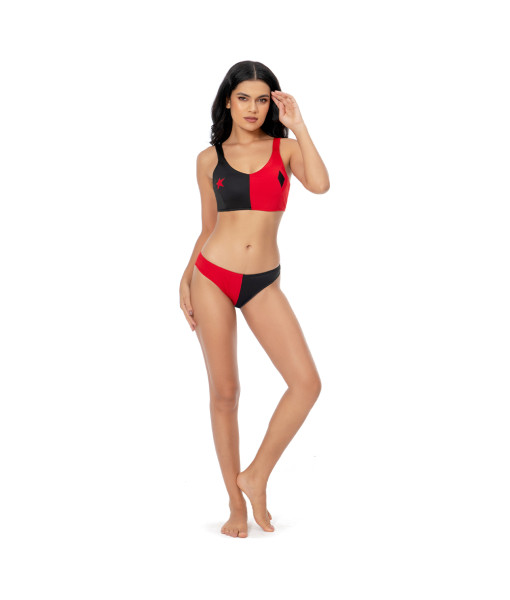 Women Black Red 2Pce Swimsuit Halloween Party Costume