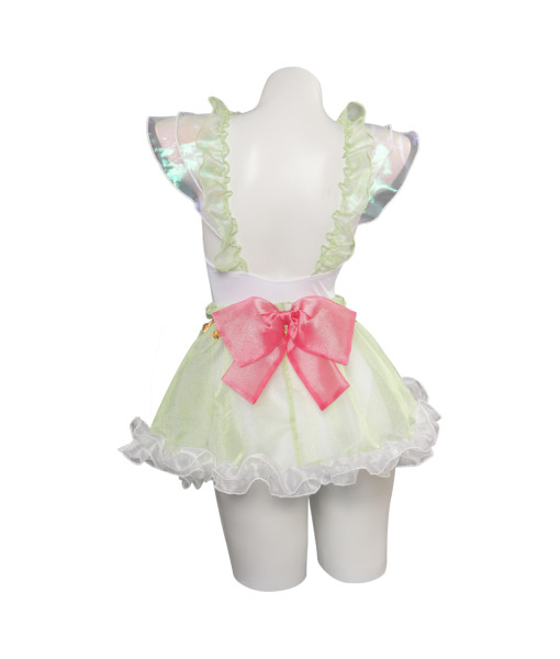 Women White Pink Bow One Piece Skirt Swimsuit Halloween Costume