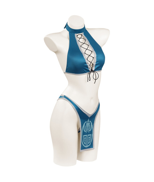 Women Blue Bikini Swimsuit Ninja Style Role Play Halloween Costume