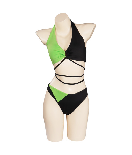 Women Green Black 2Pcs Sportswear Swimsuit Binkini Poolparty Summer Outfit