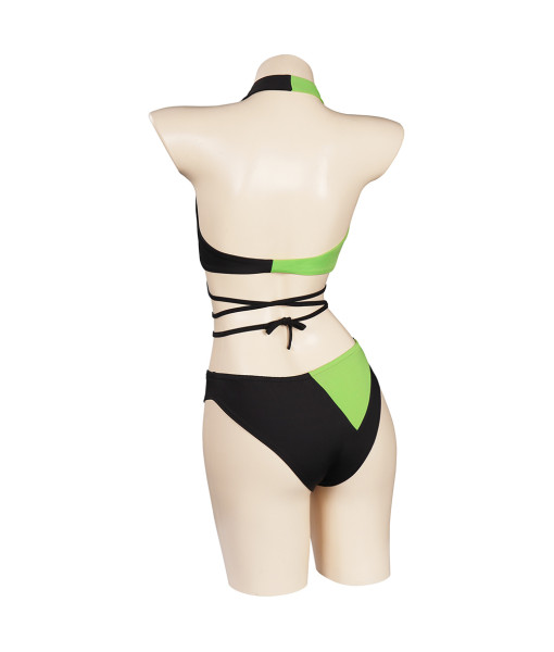 Women Green Black 2Pcs Sportswear Swimsuit Binkini Poolparty Summer Outfit