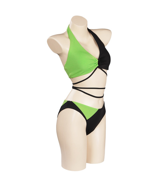 Women Green Black 2Pcs Sportswear Swimsuit Binkini Poolparty Summer Outfit