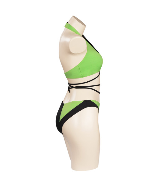 Women Green Black 2Pcs Sportswear Swimsuit Binkini Poolparty Summer Outfit