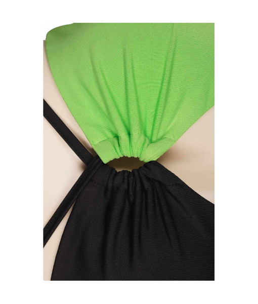 Women Green Black 2Pcs Sportswear Swimsuit Binkini Poolparty Summer Outfit