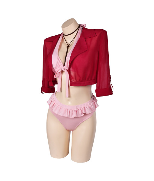 Women Pink Bikini Set Red Cover Swimsuit Sexy Costume 