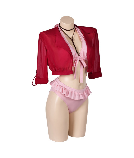 Women Pink Bikini Set Red Cover Swimsuit Sexy Costume 