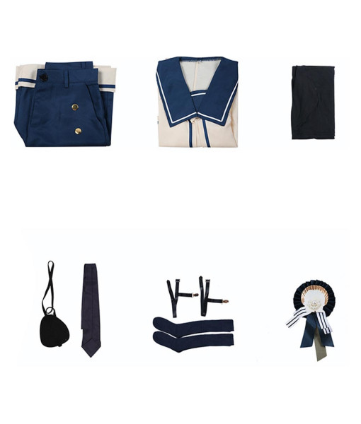 Teen Scallop Clothes Navy Sailor Blue Outfit Halloween Costume