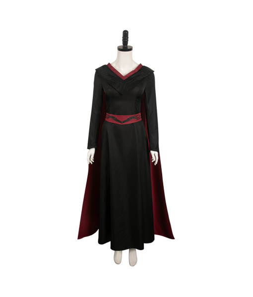  Women Medieval Fantasy Princess Black Dress With Cloak Halloween Costume