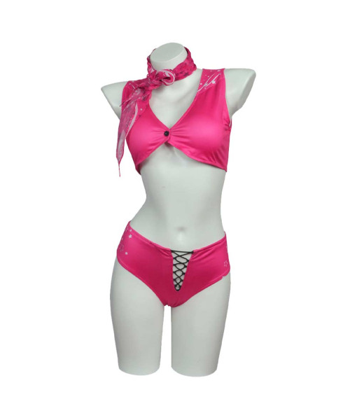 Women Pink Bikini Full Set Cowgirl Swimsuit Cosplay Costume