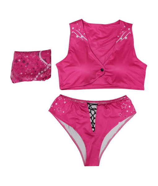 Women Pink Bikini Full Set Cowgirl Swimsuit Cosplay Costume