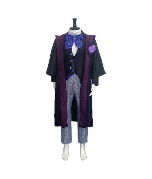 Men Purple Vest School Uniform Royal Suit Outfit Halloween Costume
