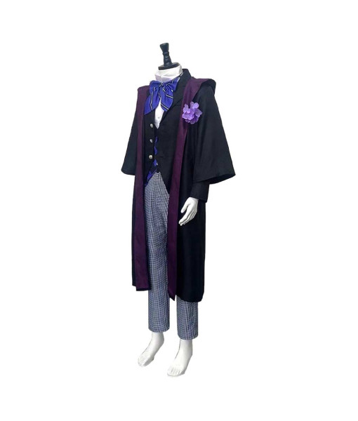 Men Purple Vest School Uniform Royal Suit Outfit Halloween Costume