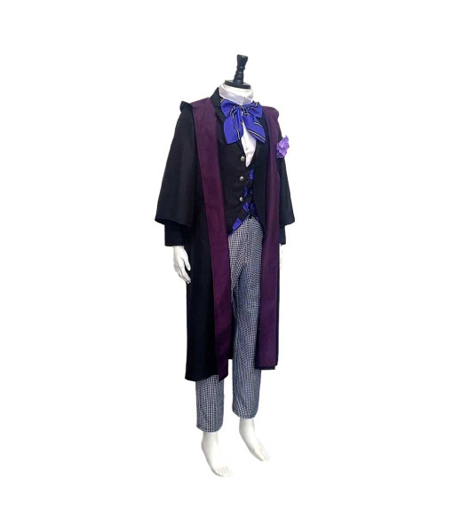 Men Purple Vest School Uniform Royal Suit Outfit Halloween Costume