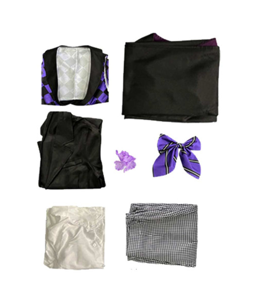 Men Purple Vest School Uniform Royal Suit Outfit Halloween Costume