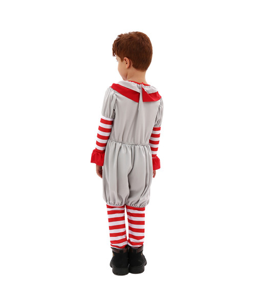 Kids Children Boy White Jumpsuit Clown Suit Horror Halloween Costume