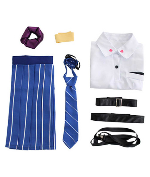 Women Navy Blue School Uniform Suit Fullset Halloween Costume