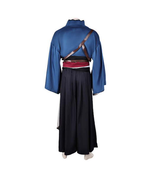 Men Japanese Traditional Outfit Blue Kimono Samurai Halloween Costume