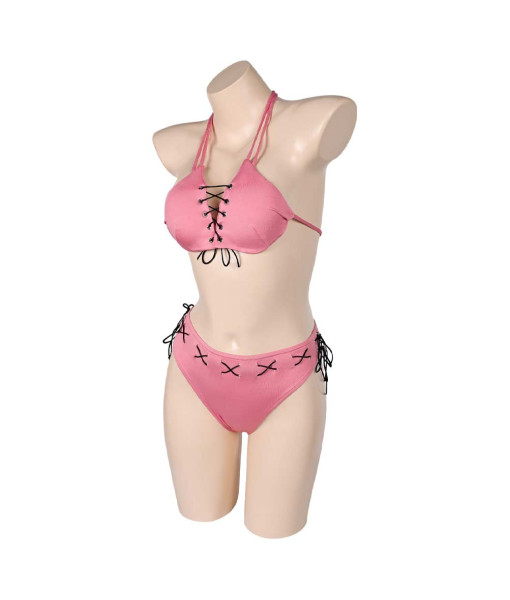 Women Pink Sexy Bikini Strap Swimsuit 