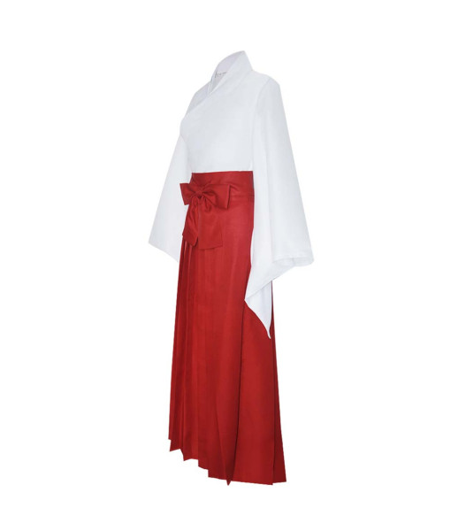 Women White Red Kimono Dress Japanese Miko Outfit Fullset Halloween Costume