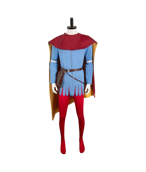 Men Medieval Blue Outfit Red Cape Halloween Costume