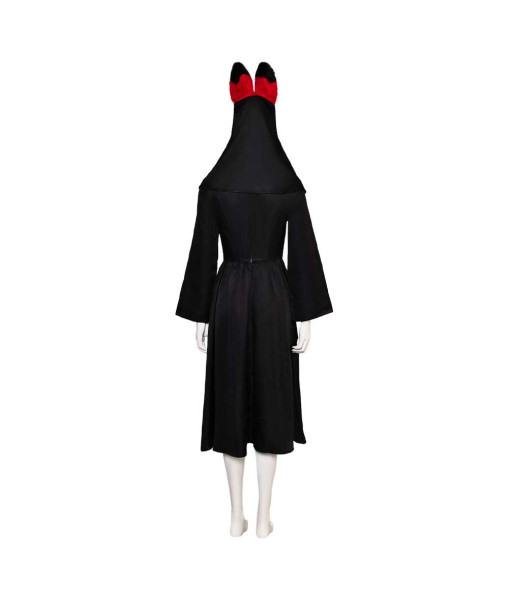 Women Dark Nun Full Set Outfits Red Ears Furry Halloween Costume