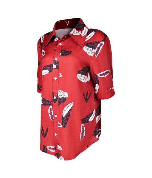 Men Red Printed Shirt Hawaii Summer Outfit