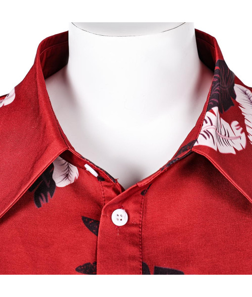 Men Red Printed Shirt Hawaii Summer Outfit