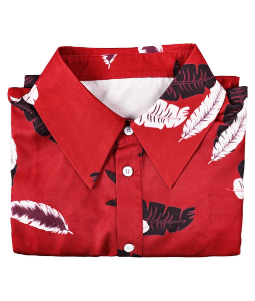 Men Red Printed Shirt Hawaii Summer Outfit