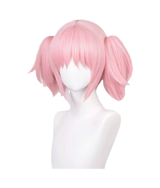 Women Pink Short Wig 2 Ponytail Hair Halloween Costume Accessories