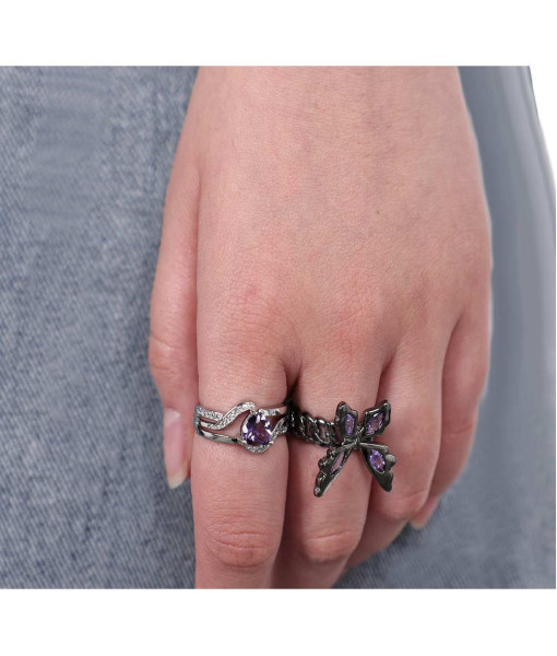 Black Silver Butterfly Rings Accessories