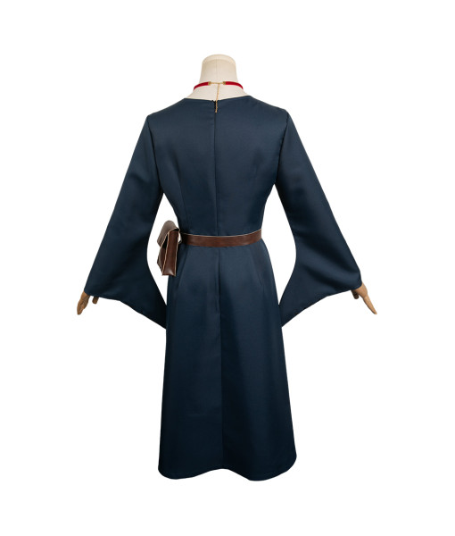 Women Dark Blue Fantasy Wizard Mage Apprentice Robe Dress Halloween Costume