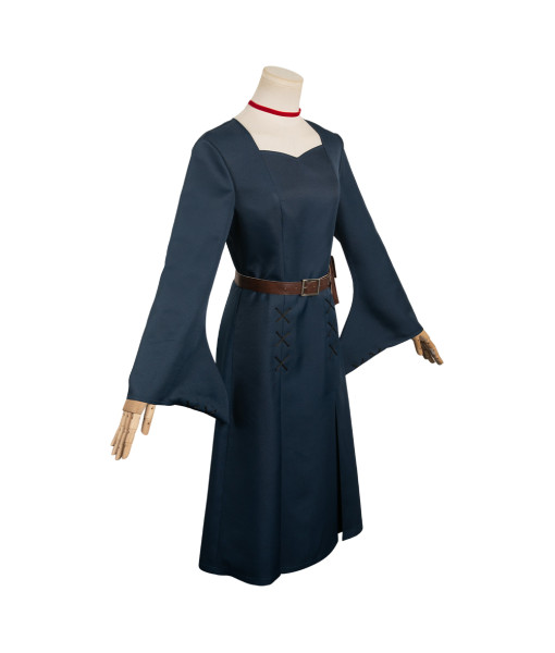 Women Dark Blue Fantasy Wizard Mage Apprentice Robe Dress Halloween Costume